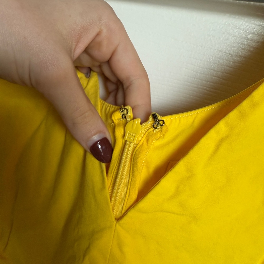 MAEVE ANTHROPOLOGIE Flutter-Sleeve Babydoll Midi Dress Yellow V Neck Casual Sz S - Picture 8 of 10